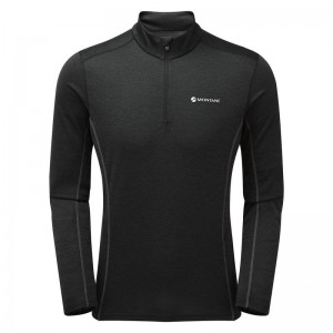 Black Montane Dart Zip Neck Men's T Shirts | HEF7820MB