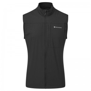 Black Montane Featherlite Windproof Men's Vest | EQF9083EM