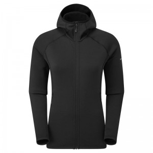 Black Montane Fury Hooded Women's Fleece Jackets | PEP5178LF