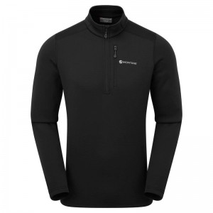 Black Montane Fury Zip Pull-On Men's Fleece | TPG5145PZ