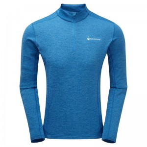 Blue Montane Dart Zip Neck Men's T Shirts | ECW3831YI