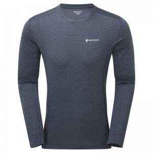 Dark Blue Montane Dart Long Sleeve Men's T Shirts | WIT9282JQ