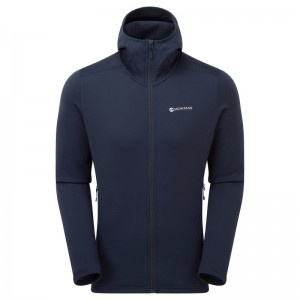 Dark Blue Montane Fury Hooded Men's Fleece Jackets | CCH374SR