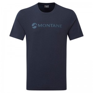 Dark Blue Montane Mono Logo Men's T Shirts | JQY8283XZ