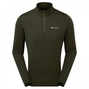 Dark Green Montane Dart Zip Neck Men's T Shirts | JBH195CX