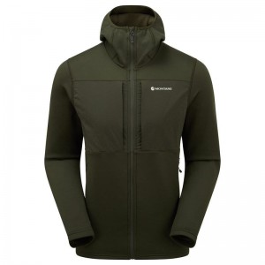 Dark Green Montane Fury XT Hooded Men's Fleece Jackets | RVL4263OT