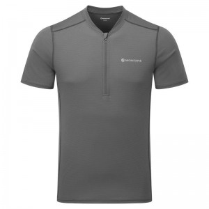 Dark Grey Montane Dart Nano Zip Men's T Shirts | FQT7417UG