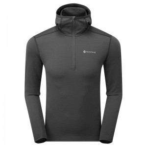 Dark Grey Montane Protium Lite Hooded Pull On Men's Fleece | NBZ2326NP