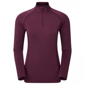 Dark Purple Montane Dart Thermo Zip Neck Women's T Shirts | GTX988PC