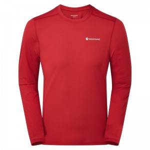 Dark Red Montane Dart Lite Long Sleeve Men's T Shirts | MBW3384GQ