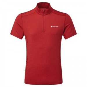 Dark Red Montane Dart Zip Men's T Shirts | ABC2978AR