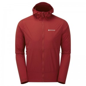 Dark Red Montane Featherlite Hooded Windproof Men's Jackets | YBD751BN