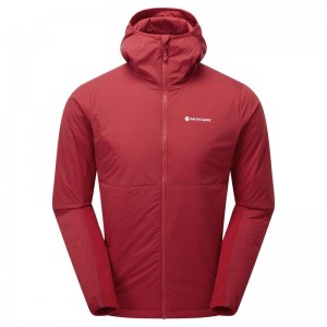 Dark Red Montane Fireball Lite Hooded Men's Insulated Jackets | ARR318JA