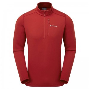 Dark Red Montane Fury Zip Pull-On Men's Fleece | OKS6621IN