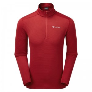 Dark Red Montane Protium Lite Pull On Men's Fleece | MXZ7211ED