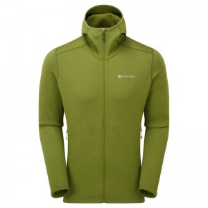 Green Montane Fury Hooded Men's Fleece Jackets | QRG4144MF