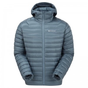 Grey Blue Montane Anti-Freeze Hooded Men's Down Jackets | PEW797AZ