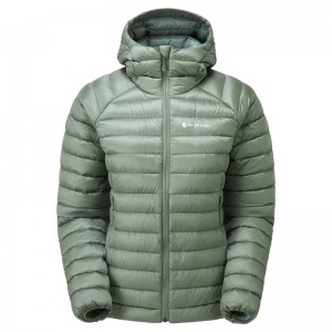 Grey Green Montane Anti-Freeze Hooded Women's Down Jackets | MVB9480DW