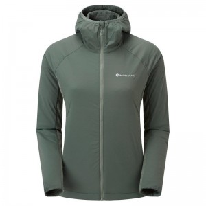 Grey Green Montane Fireball Lite Hooded Women's Insulated Jackets | IDV4686YA