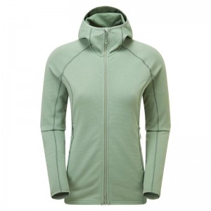 Grey Green Montane Protium Hooded Women's Fleece Jackets | HGF469VC