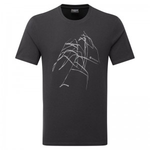 Grey Montane Abstract Mountain Men's T Shirts | ZWU5820SC