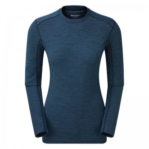 Navy Blue Montane Primino 140 Long Sleeve Women's T Shirts | HKD9147GC