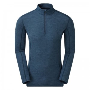 Navy Blue Montane Primino 140 Zip Neck Men's Base Layer Tops | DVX6222DZ