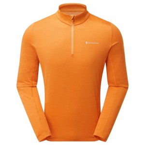 Orange Montane Dart Zip Neck Men's T Shirts | WRX351EY