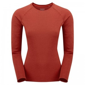 Orange Red Montane Dart Long Sleeve Women's T Shirts | DZC8611TI