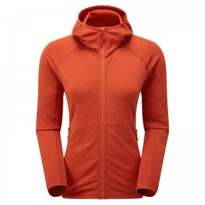 Orange Red Montane Protium Hooded Women's Fleece Jackets | NUD2927DG