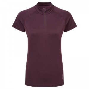 Purple Montane Dart Zip Women's T Shirts | SAV3539WF