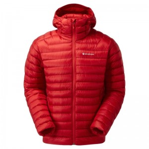 Red Montane Anti-Freeze Hooded Men's Down Jackets | MDL4355RJ