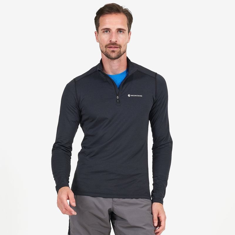 Black Montane Dart Zip Neck Men's T Shirts | HEF7820MB