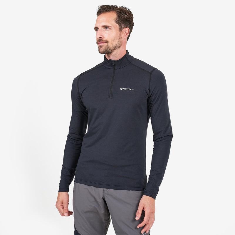 Black Montane Dart Zip Neck Men's T Shirts | HEF7820MB