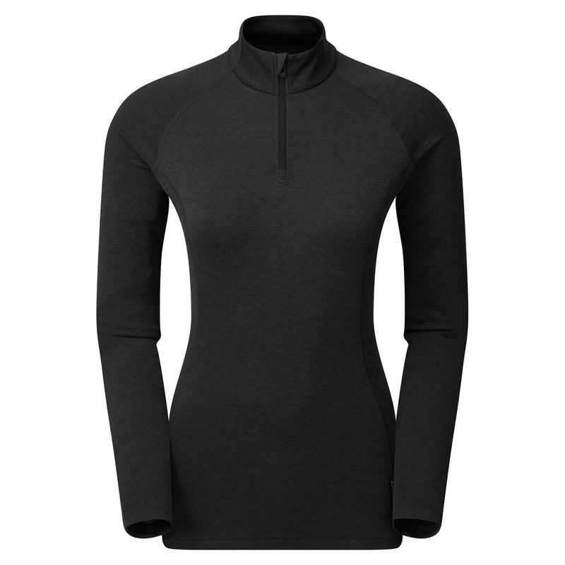 Black Montane Dart Zip Neck Women\'s T Shirts | SQS3739EI