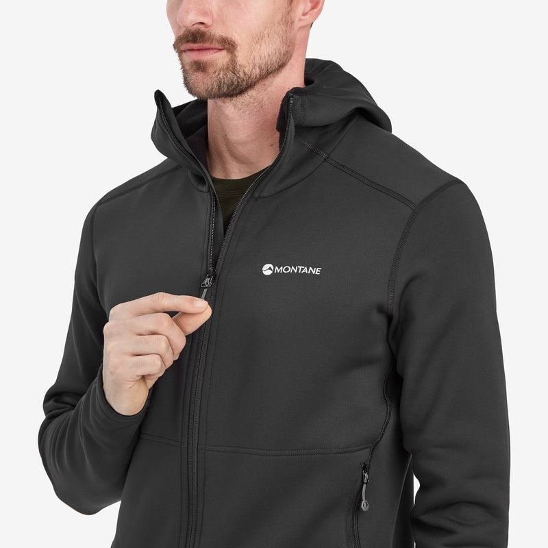 Black Montane Fury Hooded Men's Fleece Jackets | GGI183GE