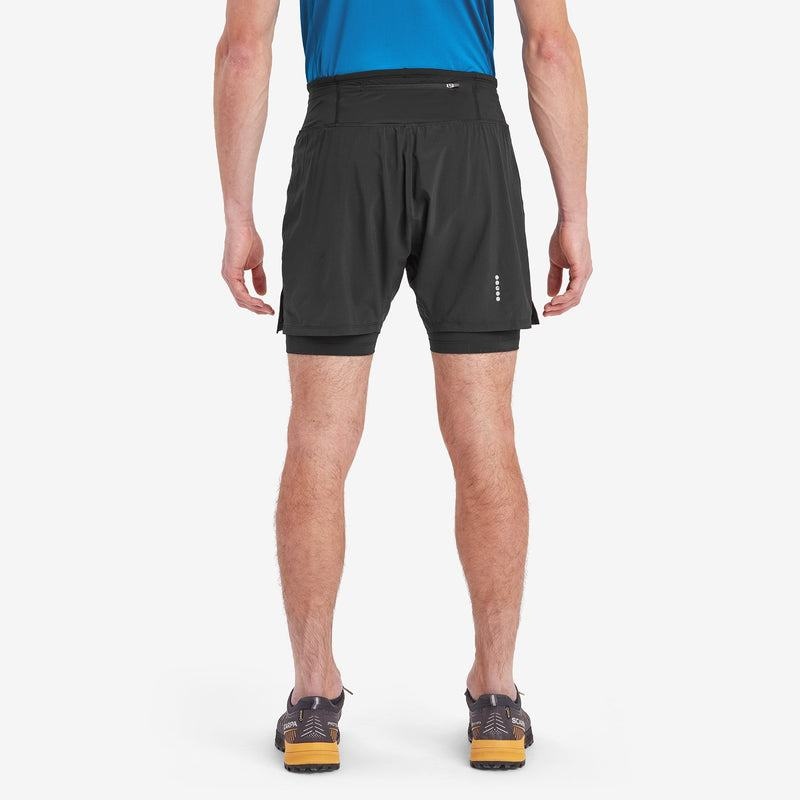 Black Montane Slipstream Twin Skin Running Men's Shorts | YPA7619HV