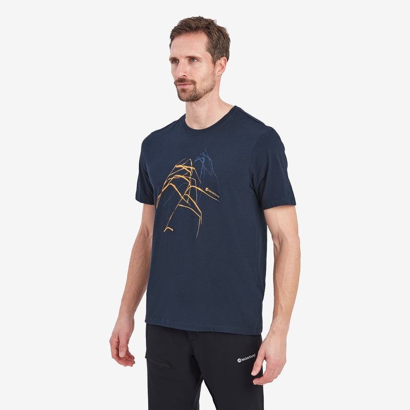 Dark Blue Montane Abstract Mountain Men's T Shirts | ZEI10034SS