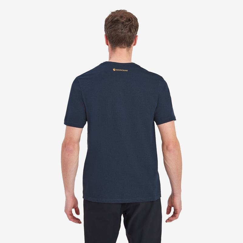 Dark Blue Montane Abstract Mountain Men's T Shirts | ZEI10034SS