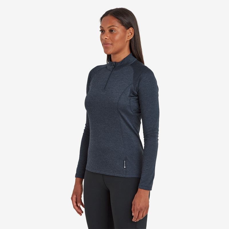 Dark Blue Montane Dart Zip Neck Women's T Shirts | PZV6168CS