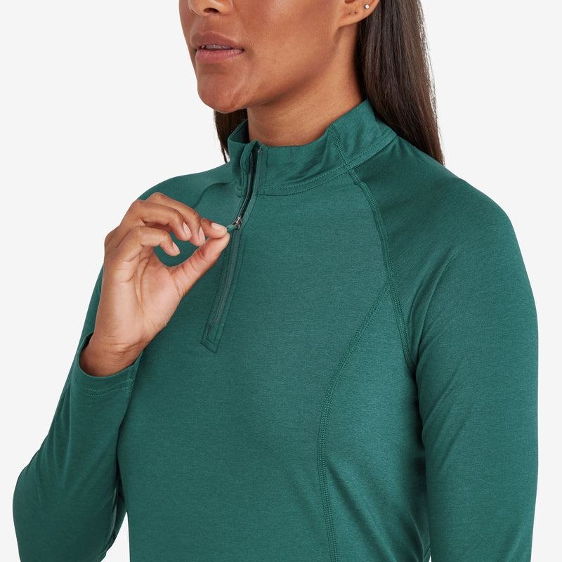 Dark Green Montane Dart Thermo Zip Neck Women's T Shirts | VYB2790MU