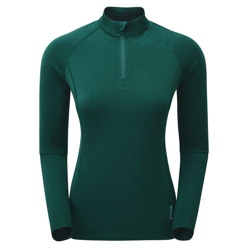 Dark Green Montane Dart Thermo Zip Neck Women\'s T Shirts | VYB2790MU