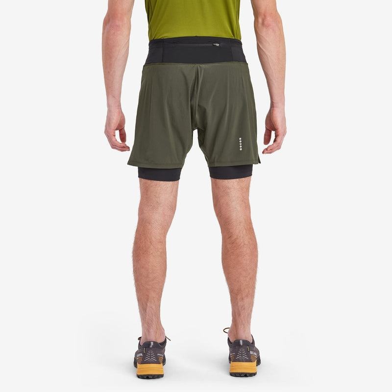 Dark Green Montane Slipstream Twin Skin Running Men's Shorts | JBH9443TZ