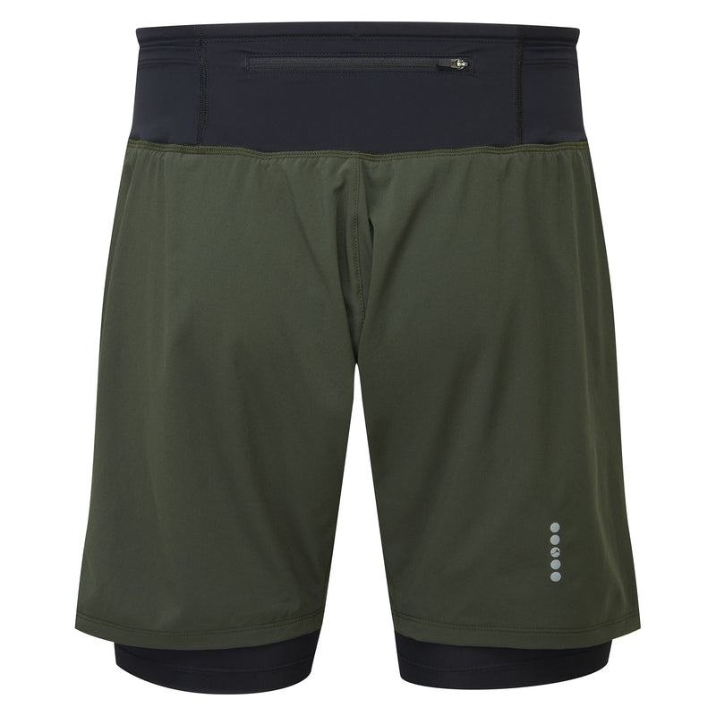 Dark Green Montane Slipstream Twin Skin Running Men's Shorts | JBH9443TZ