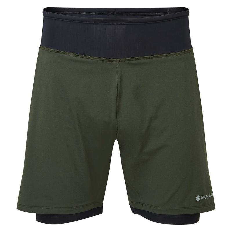 Dark Green Montane Slipstream Twin Skin Running Men\'s Shorts | JBH9443TZ