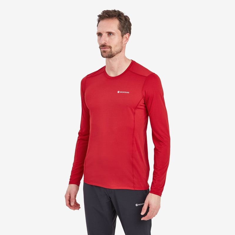 Dark Red Montane Dart Lite Long Sleeve Men's T Shirts | MBW3384GQ