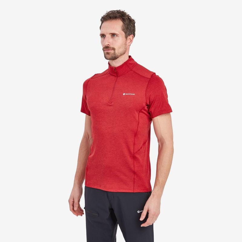 Dark Red Montane Dart Zip Men's T Shirts | ABC2978AR