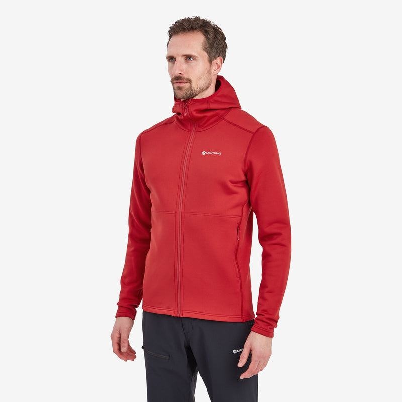 Dark Red Montane Fury Hooded Men's Fleece Jackets | GHD164ZV