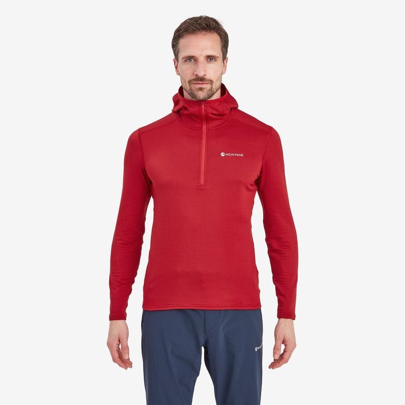 Dark Red Montane Protium Lite Hooded Pull On Men's Fleece | HUR4941WL