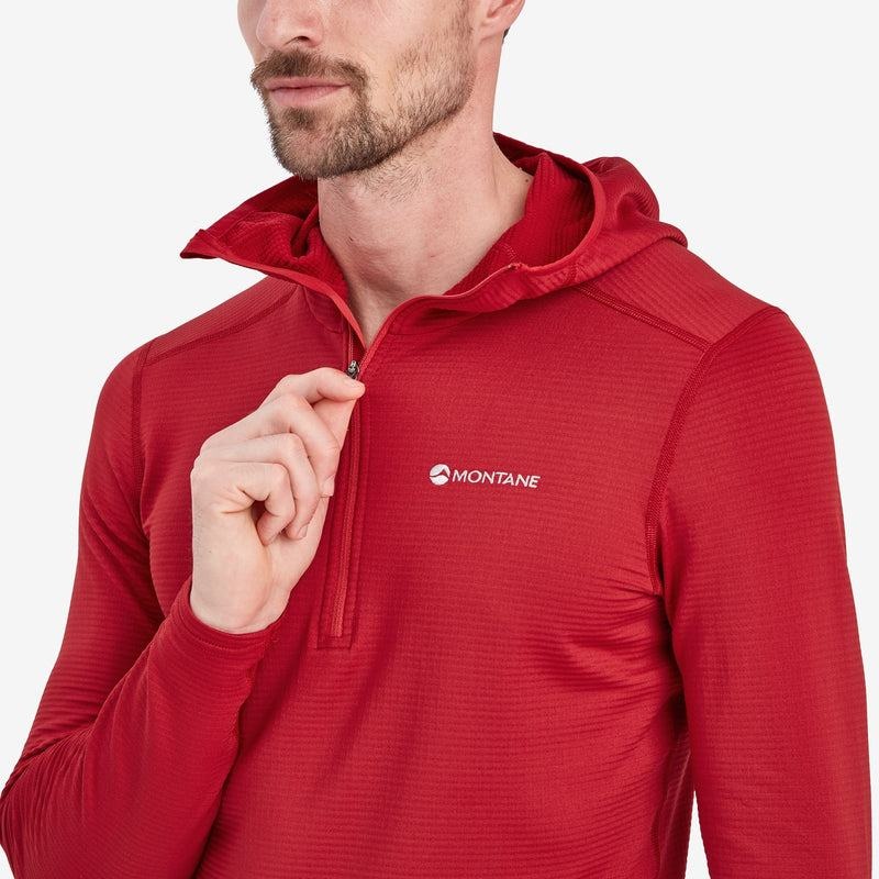 Dark Red Montane Protium Lite Hooded Pull On Men's Fleece | HUR4941WL